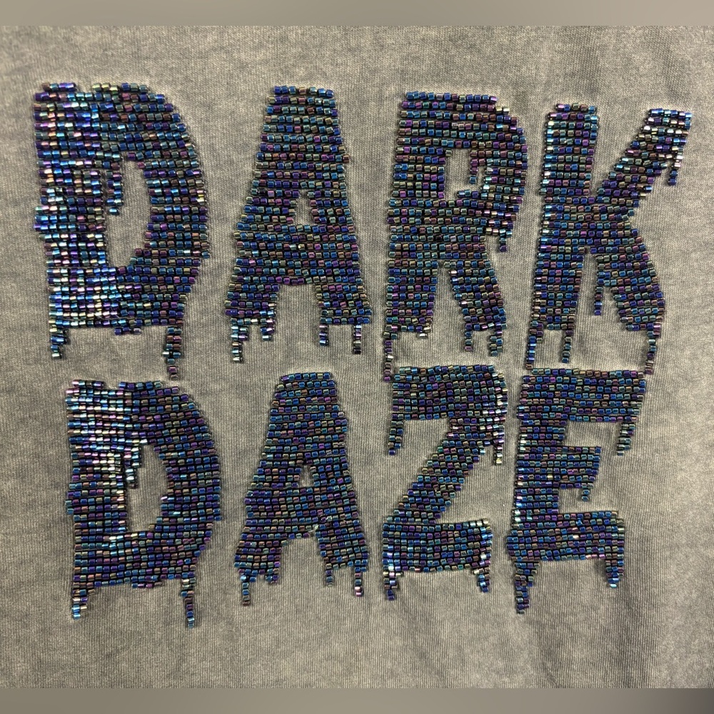 Dark Daze Beaded Tee Green Acid Washed Unisex - Picture 3 of 6